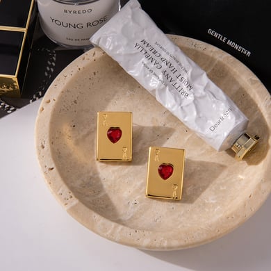 Romantic Heart Poker Stainless Steel Gold Color Women's Jewelry Sets h5 Picture4