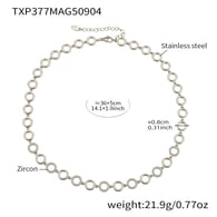 TXP377-Steel Circle Zircon Necklace 36+5cm Picture4