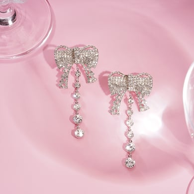 1 Pair Festive Series Bow Knot Alloy Drop Earrings h5 Picture3