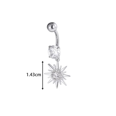 1 Adet Güneş ve Ay Bakır Zirkonyum Göbek Piercing h5 Resim2