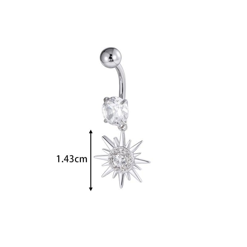 1 Adet Güneş ve Ay Bakır Zirkonyum Göbek Piercing Resim2