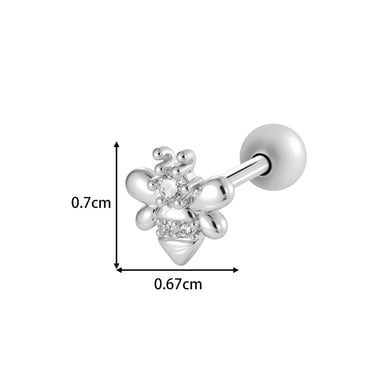 1 Adet Çiçek Bakır Altın Rengi Zirkonyum Piercing Küpe h5 Resim2