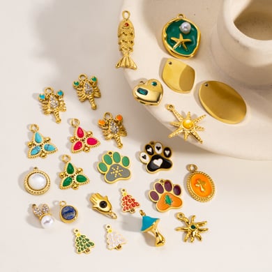 1 Piece DIY MIni Fruit Christmas Stainless Steel   Gold Color  Women's Pendants h5 Picture2