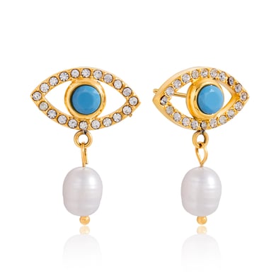 1 Pair Radiant Devil's Eye Stainless Steel Gold Color Acrylic Women's Drop Earrings h5 