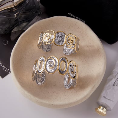 1 pezzo di braccialetti da donna in acciaio inossidabile color oro rosa e argento h5 Immagine4