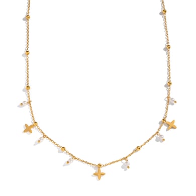 Collana con ciondolo a forma di croce in acciaio inossidabile color oro, 1 pezzo h5 Immagine5