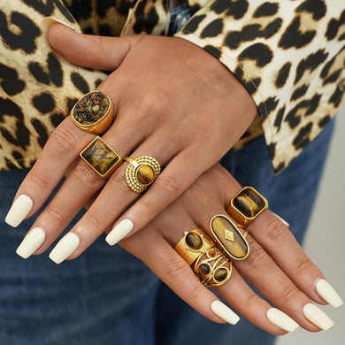 1 Piece  Retro Irregular Shape Stainless Steel  Gold Color Women's  Statement Rings h5 Picture3