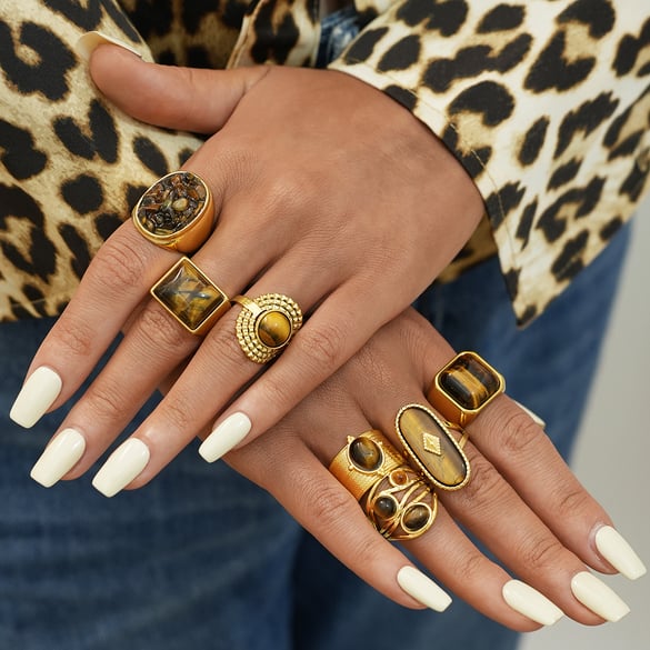 1 Piece  Retro Irregular Shape Stainless Steel  Gold Color Women's  Statement Rings
