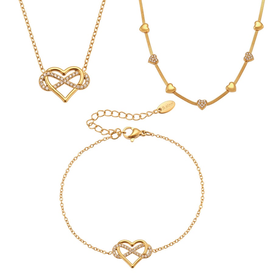 Romantische Herz & Unendlichkeit Edelstahl Gold Farbe Zirkon frauen Schmuck Sets h5Bild6