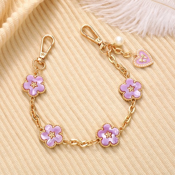 1 cadena metálica para teléfono con diseño de flores dulces