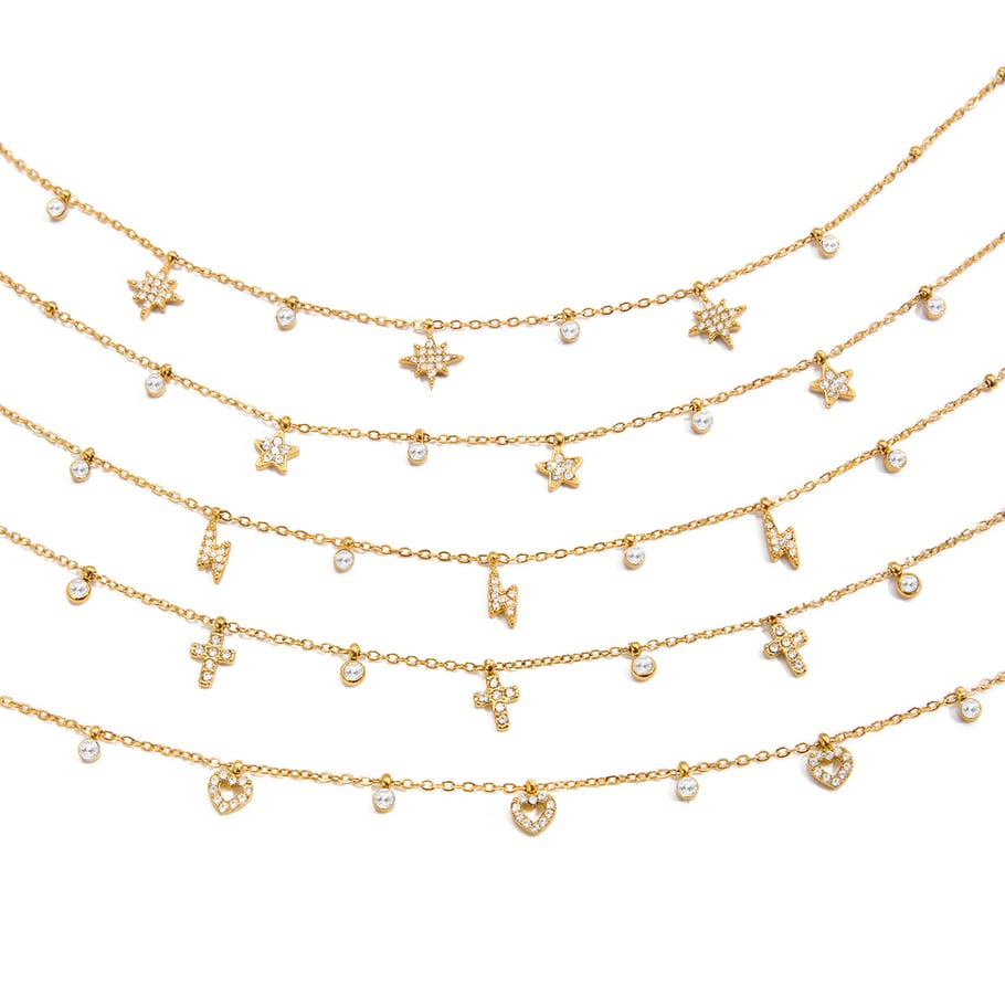1 Piece Sophisticated Cross Stainless Steel Gold Color Zircon Women's Pendant Necklaces h5Picture6