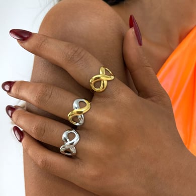 1 Stück lässige Statement-Ringe aus Edelstahl mit unregelmäßiger Form für Damen h5 Bild3