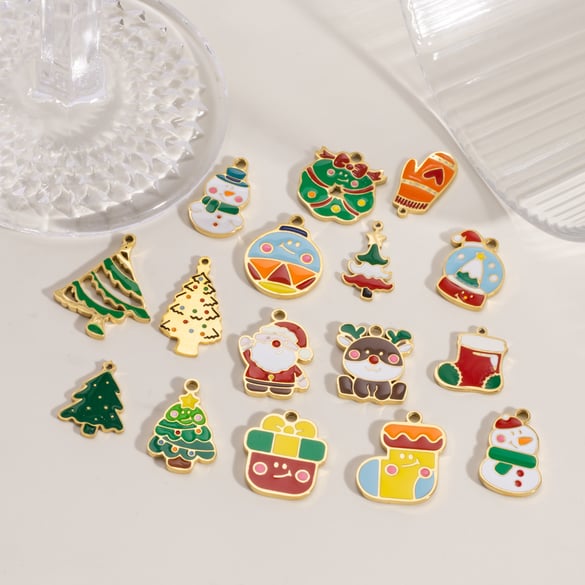1 Piece DIY Cute Christmas Stainless Steel   Gold Color  Women's Pendants 2