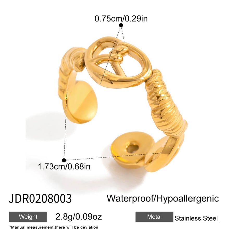 1 Stück gestaltbare Croissant-Statement-Ringe aus Edelstahl in Goldfarbe h5Bild2