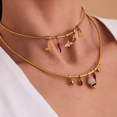 1 Piece Sophisticated Bee Stainless Steel Gold Color Zircon Women's Pendant Necklaces h5 Picture2