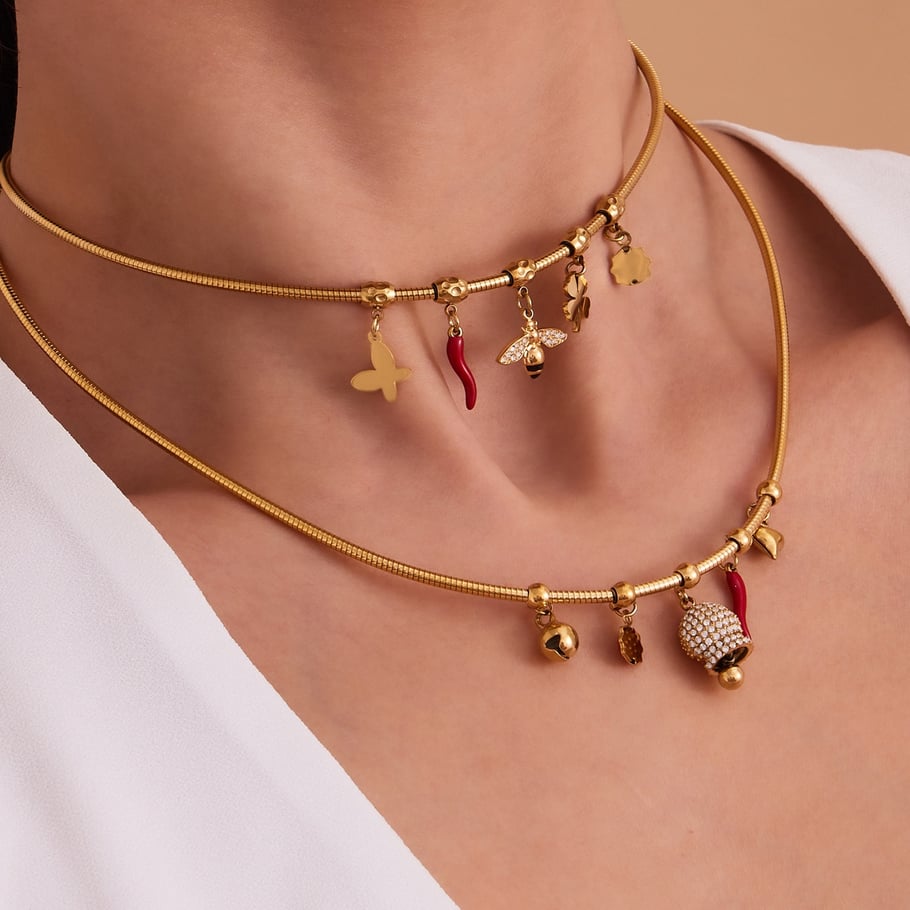 1 Piece Sophisticated Bee Stainless Steel Gold Color Zircon Women's Pendant Necklaces Picture2