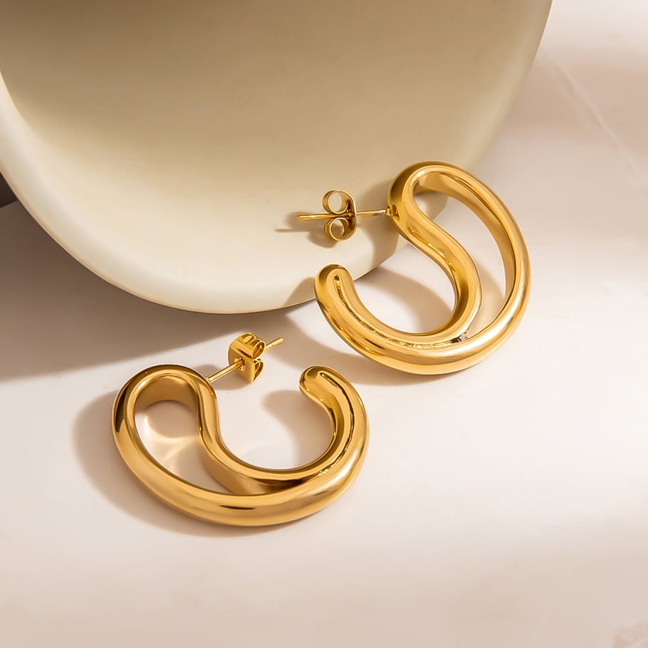 1 Paar romantische lässige Tropfen-Ohrringe aus Edelstahl in Goldfarbe für Damen Bild5