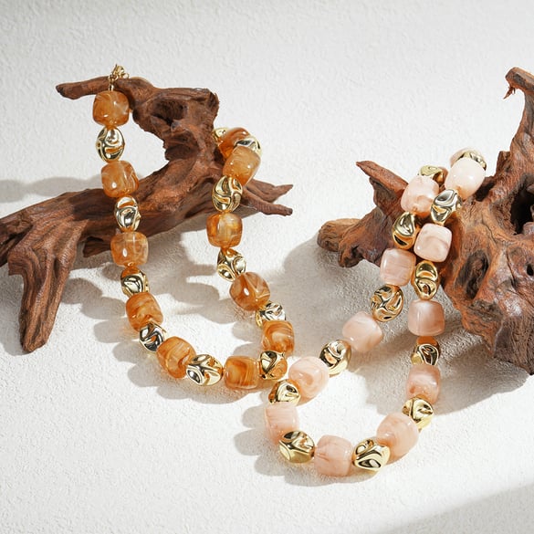 Collier de perles en acrylique dégradé de couleurs, 1 pièce 2
