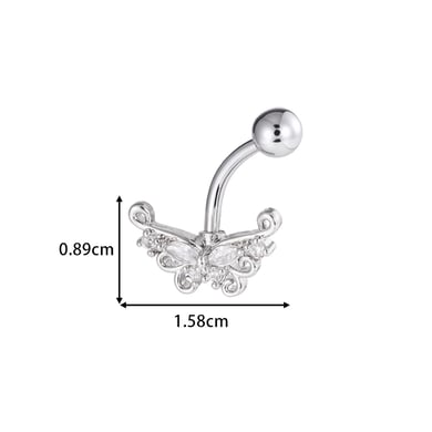 1 Adet Çiçek Kelebek Bakır Zirkonyum Göbek Piercing h5 Resim2
