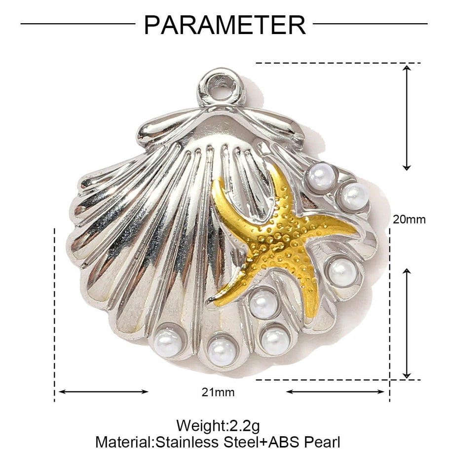 Pendentif en acier inoxydable pour femme, 1 pièce, motif fleur, couleurs or et argent mélangées Image2
