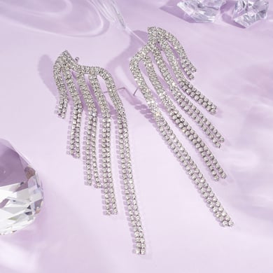 1 Pair Festive Series Irregular Shape Tassel Copper Clip-on Earrings h5 Picture3