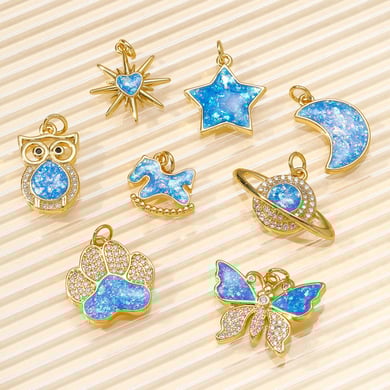 Pendentif romantique en acier inoxydable couleur or pour femme, 1 pièce, motif lune opale h5 Image5