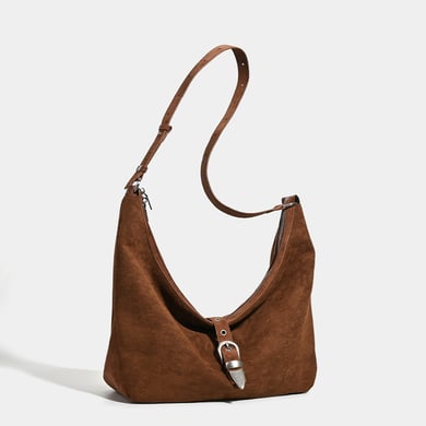 Borsa a tracolla da donna in similpelle scamosciata tinta unita, casual, semplice, 1 pezzo h5 