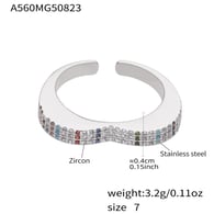 A560-Steel Color Full Diamond Heart Zircon Ring/No.7 Picture3