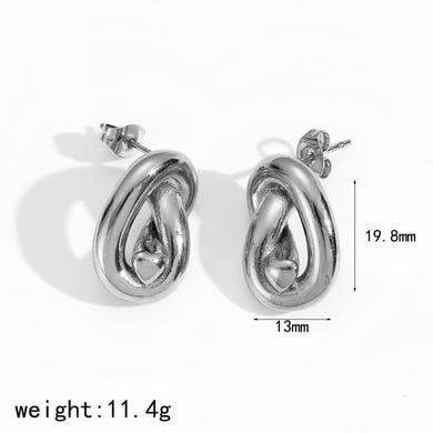 1 Pair Twist Stainless Steel Gold Color Stud Earrings h5 