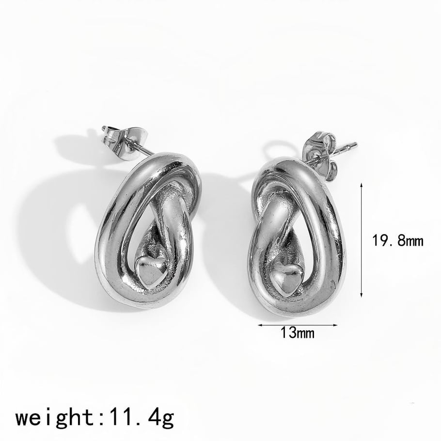 1 Pair Twist Stainless Steel Gold Color Stud Earrings 