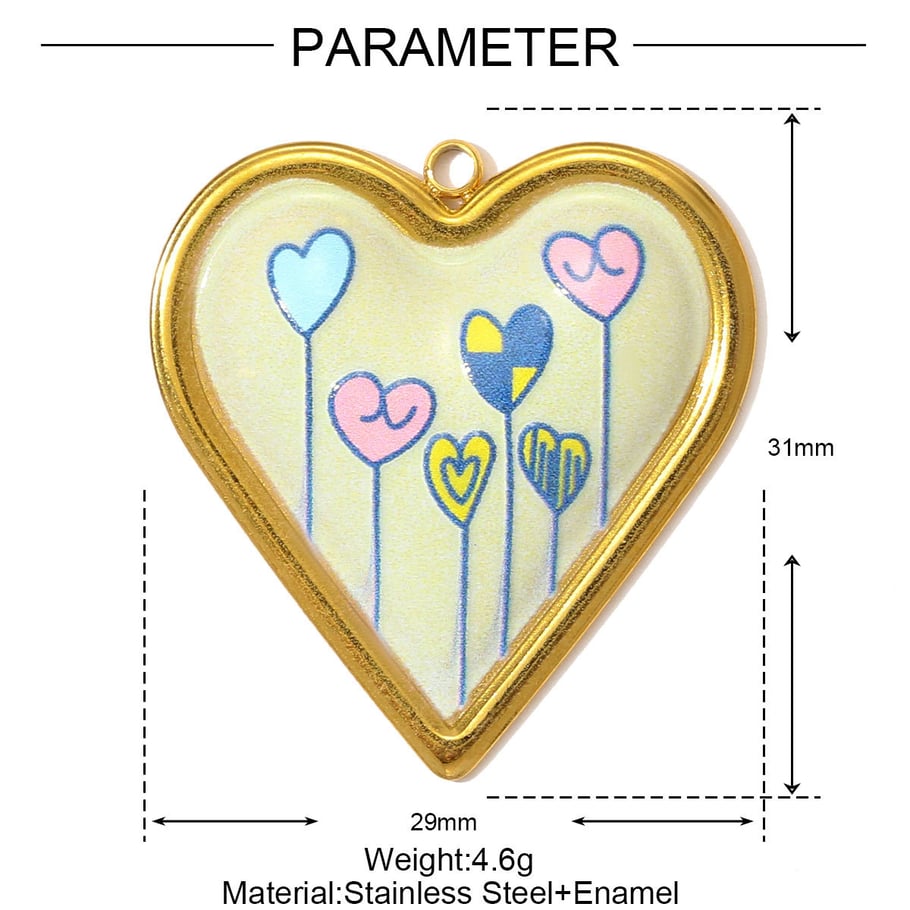 Pendentif romantique en acier inoxydable couleur or pour femme, 1 pièce Image2