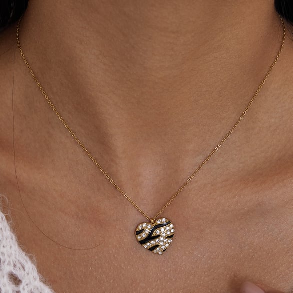1 Piece Stylish Heart Stainless Steel Gold Color Women's Pendant Necklaces