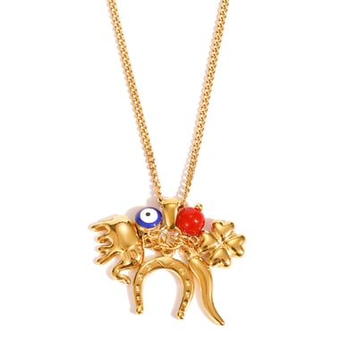 1 Piece Dazzling Devil's Eye Fish Stainless Steel Gold Color Women's Pendant Necklaces h5 