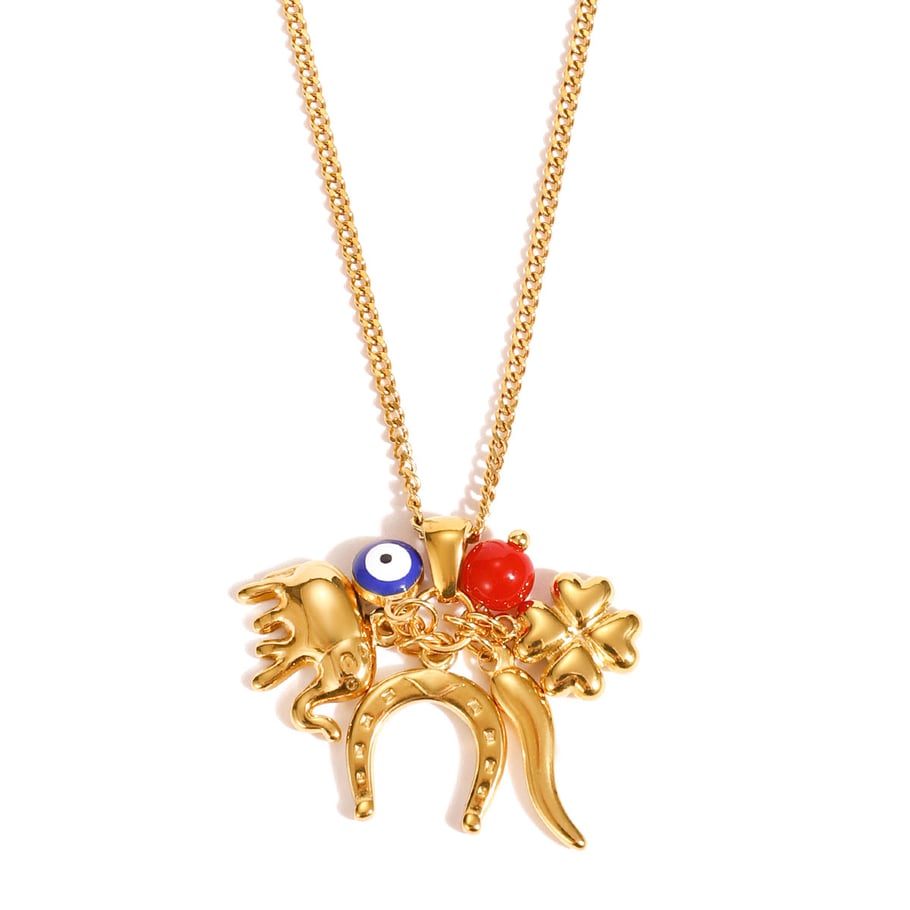1 Piece Dazzling Devil's Eye Fish Stainless Steel Gold Color Women's Pendant Necklaces