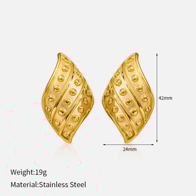 1 Pair Irregular Shape Stainless Steel Gold Color Stud Earrings h5 