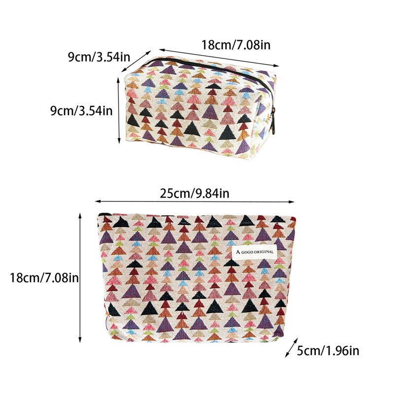 1 Parça Basit Seri Retro Ekose Karışık Renkli Polyester Kadın Makyaj Çantası Resim6