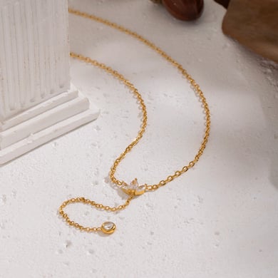 Collana con ciondolo in zircone color oro a forma di fiore a Y, 1 pezzo h5 Immagine4