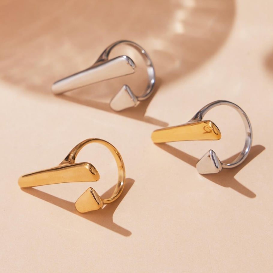 1 Piece Modern Irregular Shape Stainless Steel Gold Color Statement Rings Picture4