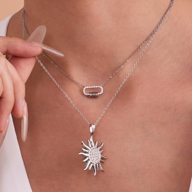 1 Piece Classic Sun Stainless Steel Gold Color Zircon Women's Pendant Necklaces h5 Picture3