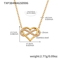 TXP384-Golden Heart 8-shaped Zircon Necklace 41+5cm 