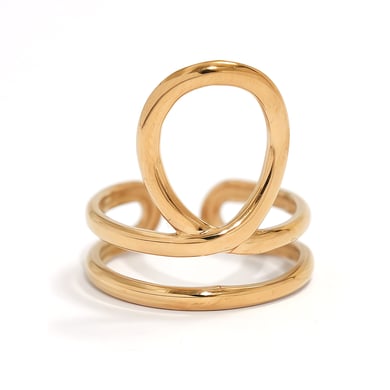 1 Stück unregelmäßig geformte Blatt-Statement-Ringe aus Edelstahl in Goldfarbe für Damen h5 