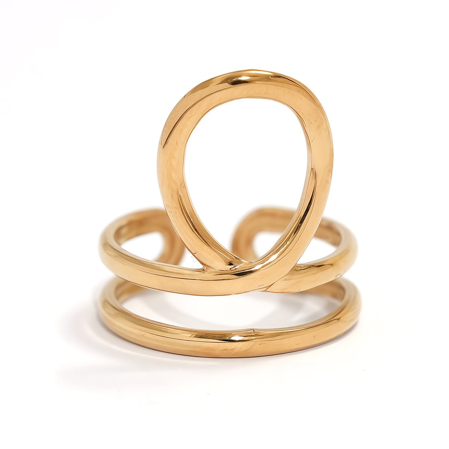 1 Stück unregelmäßig geformte Blatt-Statement-Ringe aus Edelstahl in Goldfarbe für Damen 