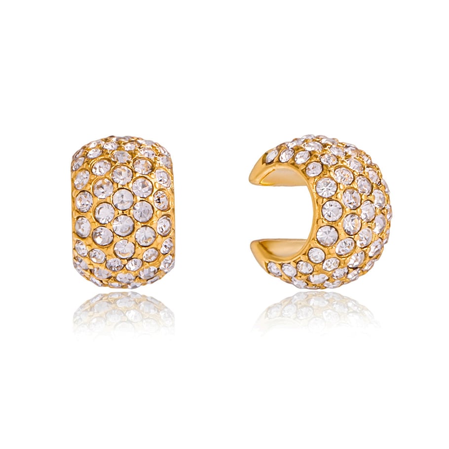 1 pieza versátil de acero inoxidable color dorado con circonitas para mujer