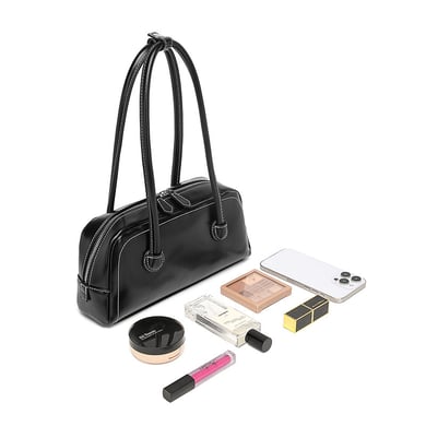 1 pezzo di borsa da donna in PU tinta unita, elegante e semplice h5 Immagine3