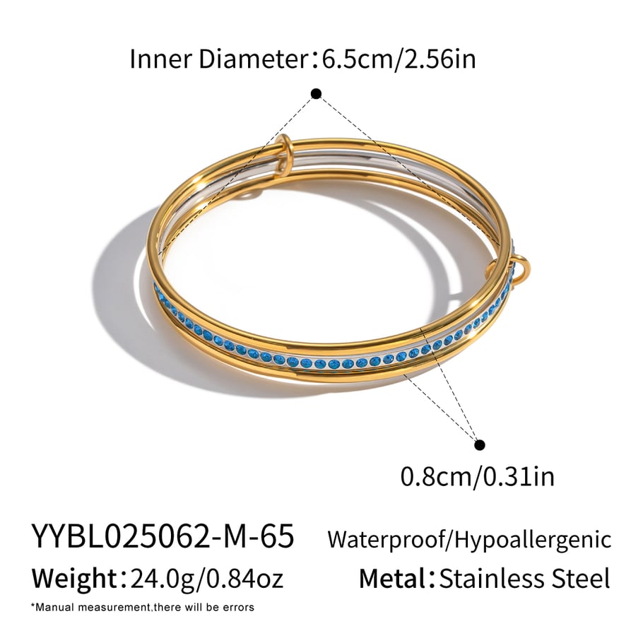 Braccialetti Hip-Pop Circle in acciaio inossidabile color oro, 1 pezzo 