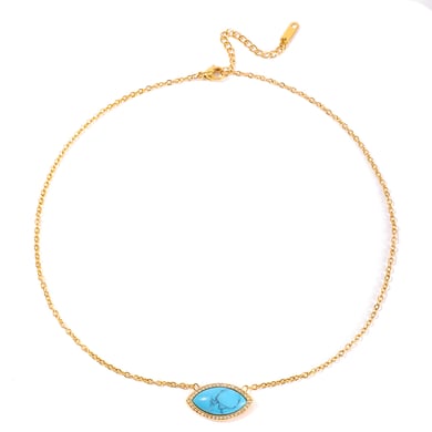 Classic Devil's Eye Calaite Stainless Steel Gold Color Women's Jewelry Sets h5 