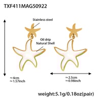 TXF411-Gold Starfish Earrings 