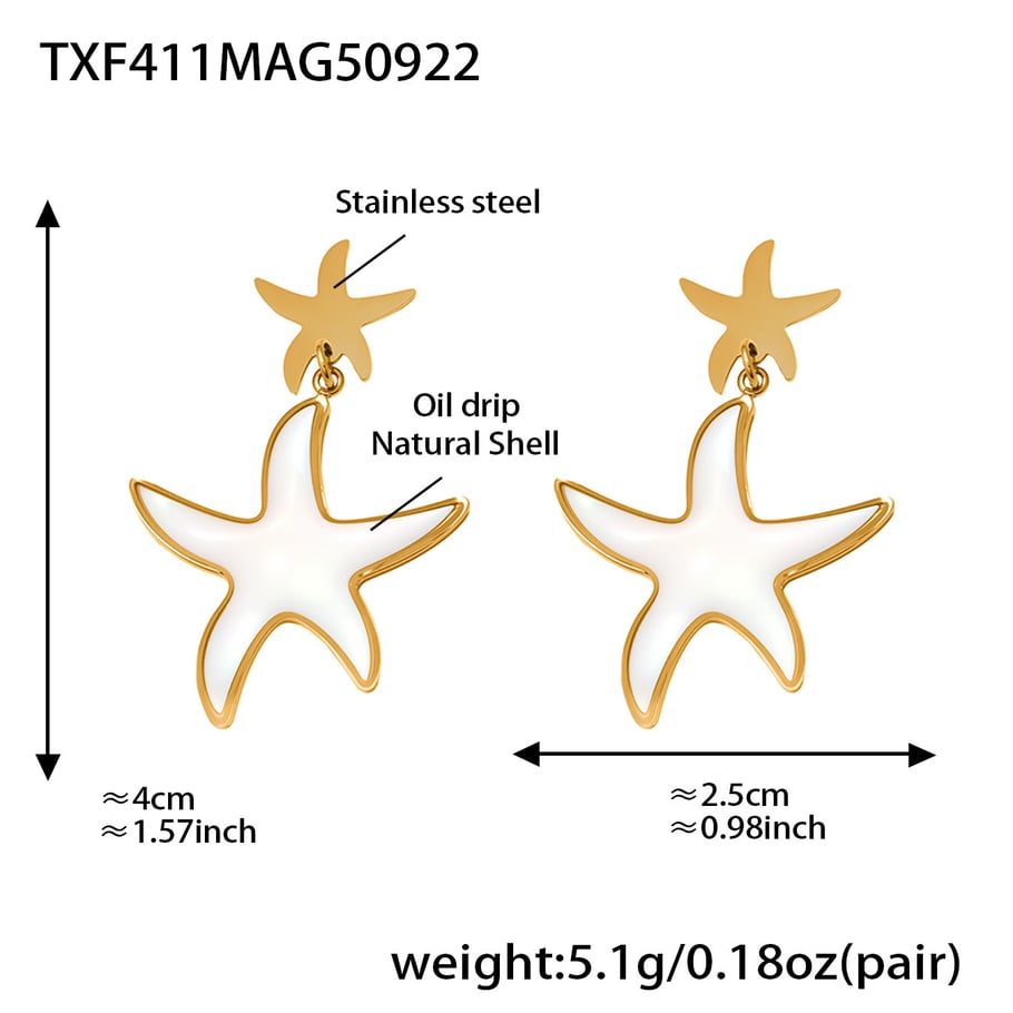 Elegant Shell Heart Stainless Steel Gold Color Women's Jewelry Sets