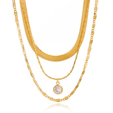 1 Piece Delicate Circle Stainless Steel Gold Color Zircon Women's Layered Necklaces h5 
