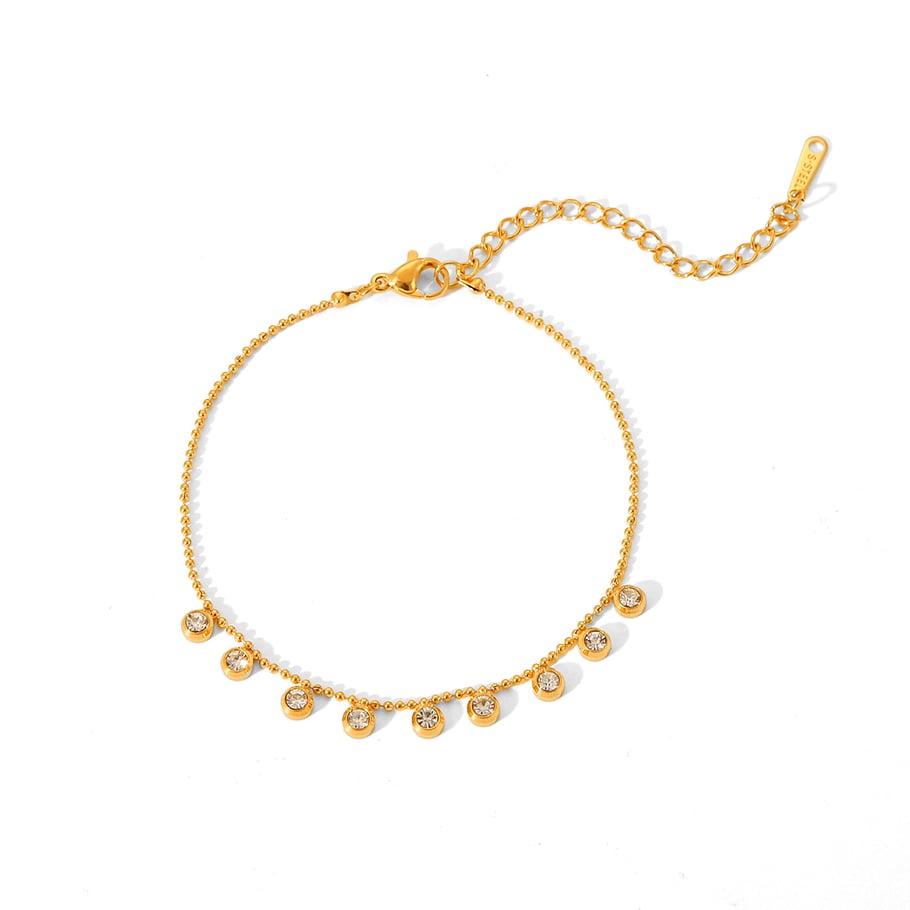 1 Piece Luxurious  Circle Stainless Steel   Gold Color  Zircon Women's Pendant Necklaces 